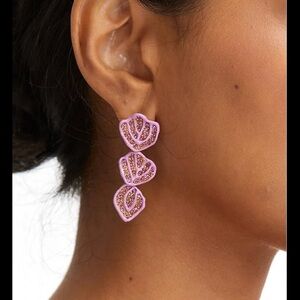 Oscar de la Renta Broken Flower Crystal & Resin Petal Drop Earrings